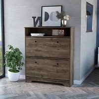 Cranberry 2-Shelf Shoe Rack Dark Brown