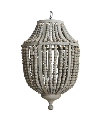 Storied Home Draped Wood Bead Chandelier Grey