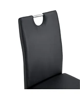 Simplie Fun Set of 4 Black Faux Leather Dining Chairs