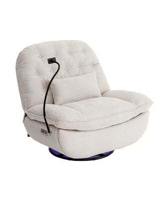 Simplie Fun Swivel power recliner with voice control and accessories for living spaces