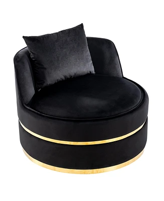 Simplie Fun Velvet Swivel Barrel Chair with Cushion