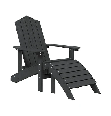 vidaXL Patio Adirondack Chair with Footstool Hdpe Anthracite