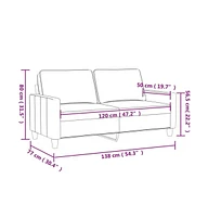 vidaXL 2-Seater Sofa Black 47.2" Fabric