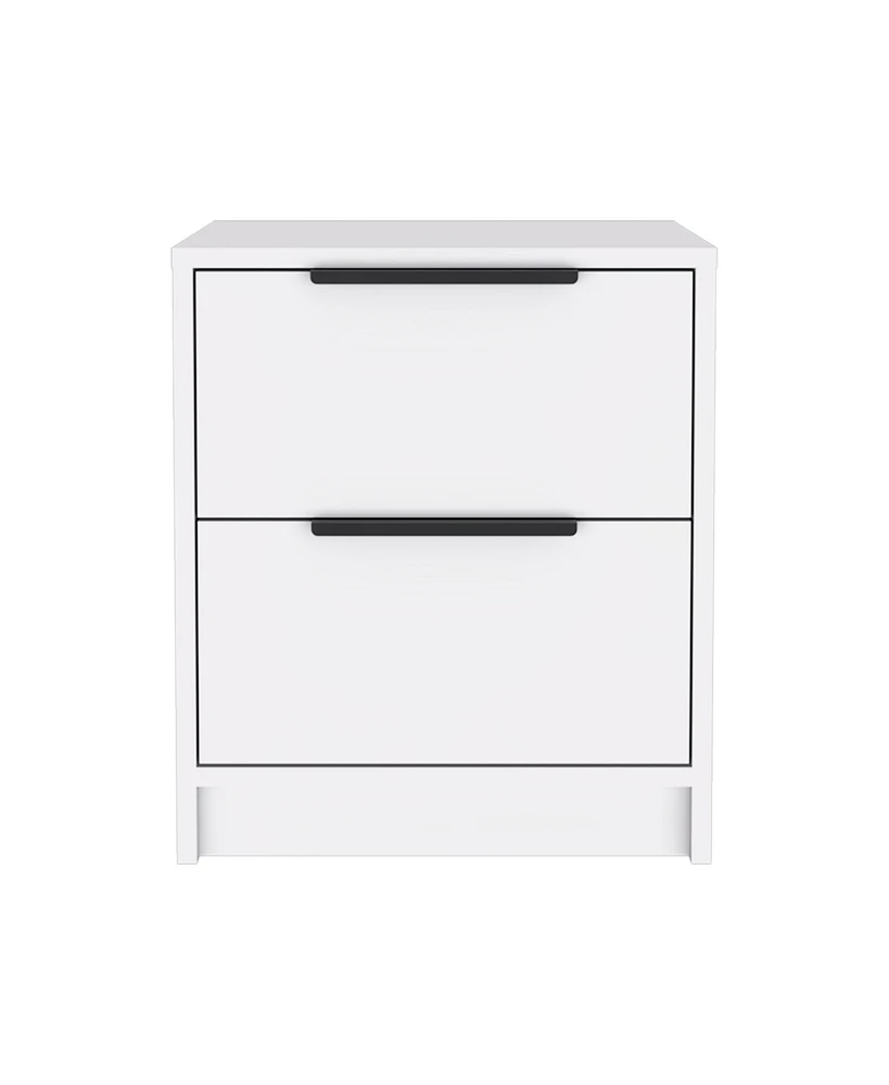 Simplie Fun Nightstand Cervants, Two Drawers, Metal Handle