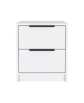 Simplie Fun Nightstand Cervants, Two Drawers, Metal Handle