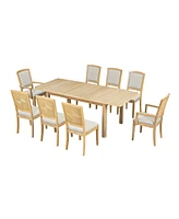 Streamdale Furniture 9-Piece Rustic Dining Set with Extendable Table