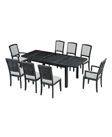 Streamdale Furniture 9-Piece Rustic Dining Set with Extendable Table