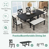 Streamdale Furniture 6-Piece Farmhouse Dining Set with Extendable Table