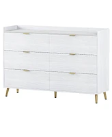 Modern 6-Drawer Dresser with Marble Top