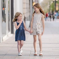 Hope & Henry Girls' Scallop Trim Button Front Linen Romper, Kids