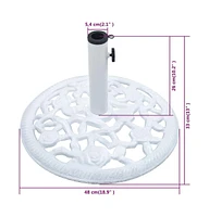 vidaXL Umbrella Base White 26.5 lbs 18.9" Cast Iron