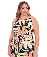 London Times Plus Size Floral-Print Twisted-Waist Maxi Dress