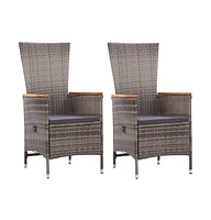 vidaXL Patio Chairs 2 pcs with Cushions Poly Rattan Gray