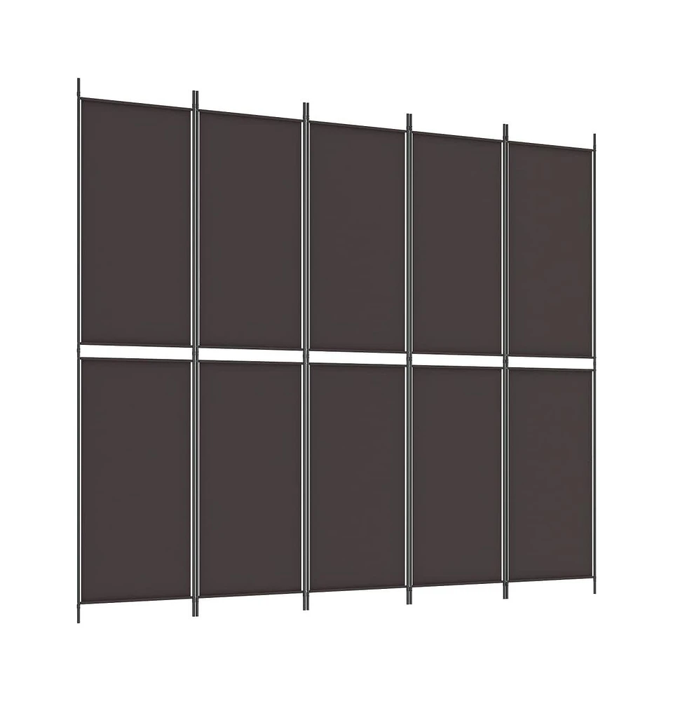 vidaXL 5-Panel Room Divider Brown 98.4"x86.6" Fabric