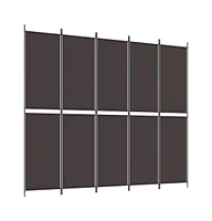 vidaXL 5-Panel Room Divider Brown 98.4"x86.6" Fabric