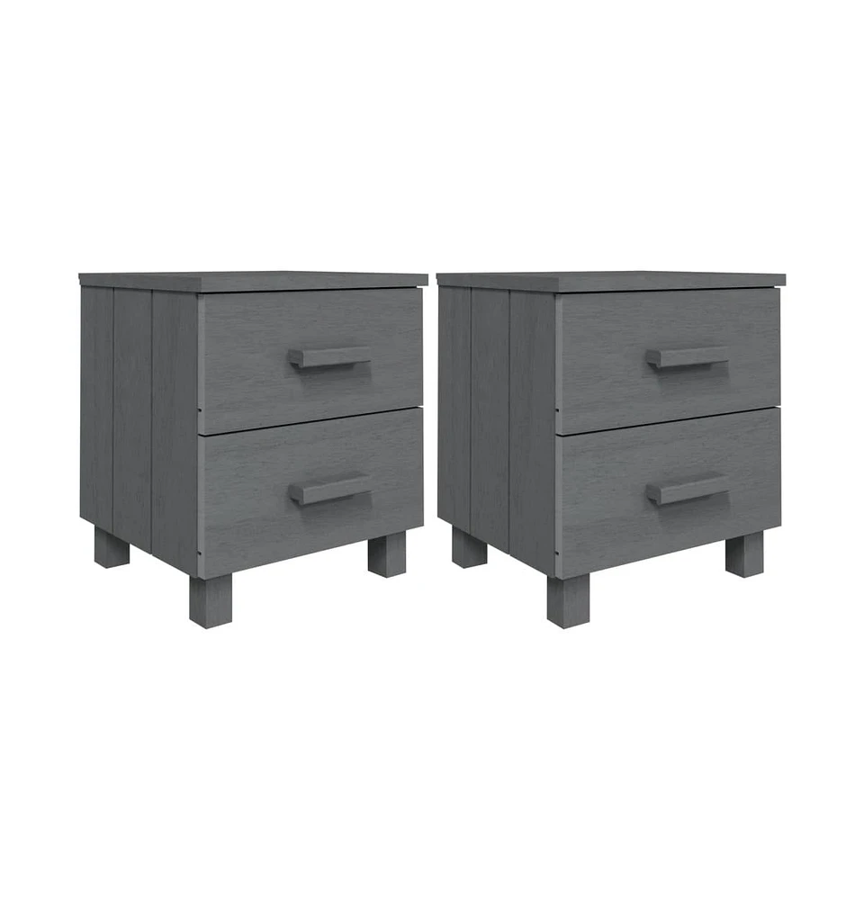 vidaXL Bedside Cabinets Hamar 2 pcs Dark Gray 15.7"x13.8"x17.5" Solid Wood