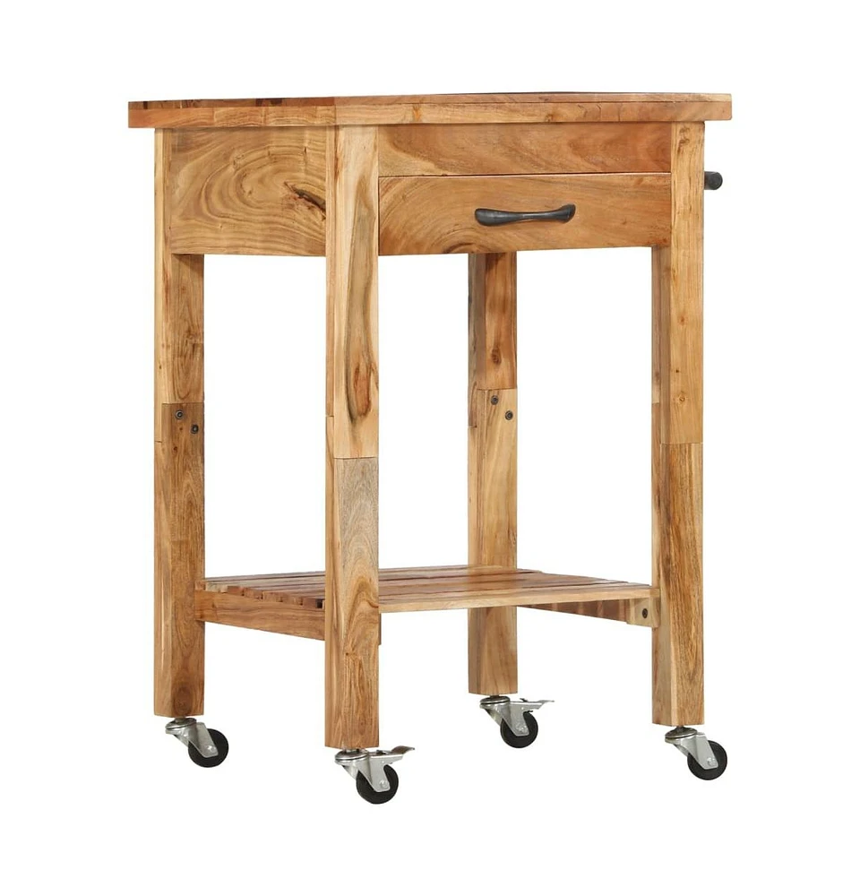 vidaXL Kitchen Trolley 22.8"x22.8"x35" Solid Wood Acacia