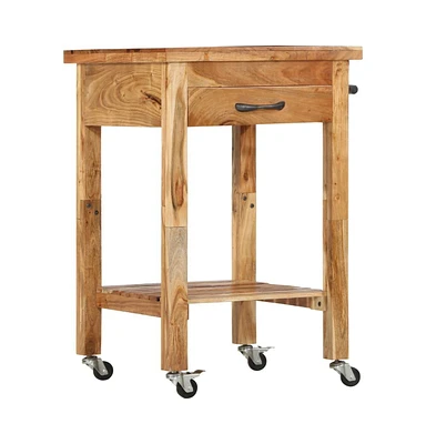 vidaXL Kitchen Trolley 22.8"x22.8"x35" Solid Wood Acacia