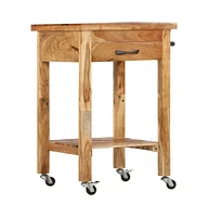 vidaXL Kitchen Trolley 22.8"x22.8"x35" Solid Wood Acacia