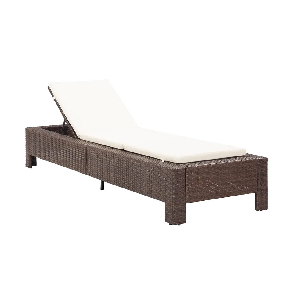 vidaXL Sunbed with Cushion Poly Rattan