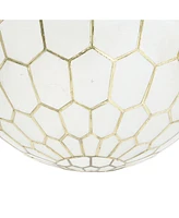 Storied Home Capiz Honeycomb Globe Pendant Light Capiz White Seashells