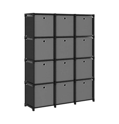 vidaXL 12-Cube Display Shelf with Boxes 40.6"x11.8"x55.5" Fabric