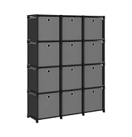 vidaXL 12-Cube Display Shelf with Boxes 40.6"x11.8"x55.5" Fabric