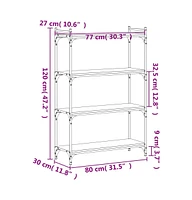 vidaXL Bookcase 4-Tier Brown Oak 31.5"x11.8"x47.2" Engineered Wood