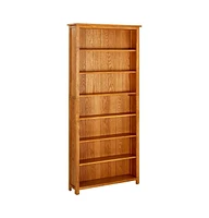 vidaXL 7-Tier Bookcase 35.4"x8.9"x78.7" Solid Oak Wood