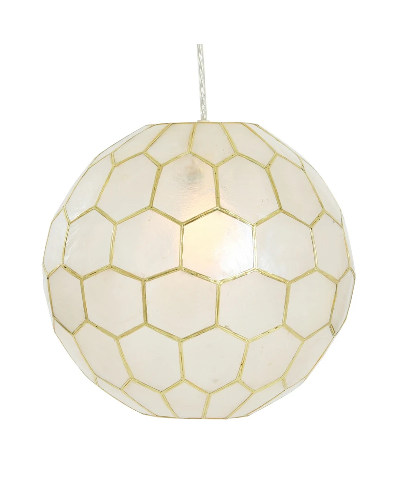 Storied Home Capiz Honeycomb Globe Pendant Light Capiz White Seashells