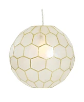 Storied Home Capiz Honeycomb Globe Pendant Light Capiz White Seashells