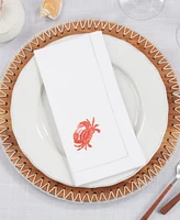 Saro Lifestyle Ocean Treasures Embroidered Crab Napkin Set of 6, 20"x20"