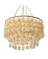 Storied Home 20" Round Metal and Shell Chandelier Style Ceiling Light