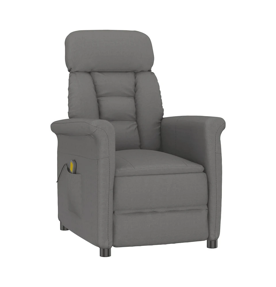 vidaXL Massage Recliner Dark Gray Faux Suede Leather