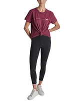 Dkny Sport Women's Cotton Rhinestone-Logo Knot-Front T-Shirt