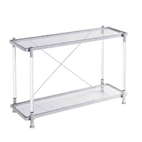 Simplie Fun 43.31" Glass Sofa Table, Acrylic Side Table, Console Table For Living Roome& Bedroom