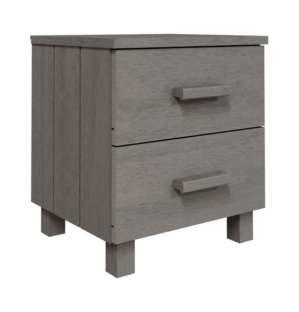 vidaXL Bedside Cabinet Hamar Light Gray 15.7"x13.8"x17.5" Solid Pinewood