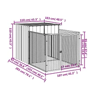 vidaXL Dog House with Run Anthracite 43.3"x79.1"x43.3" Galvanized Steel