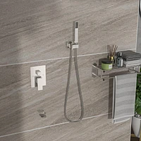 12" Rain Shower Head Systems With Waterfall Tub Spout, Brushed Nickel, Ceiling Mounted Shower