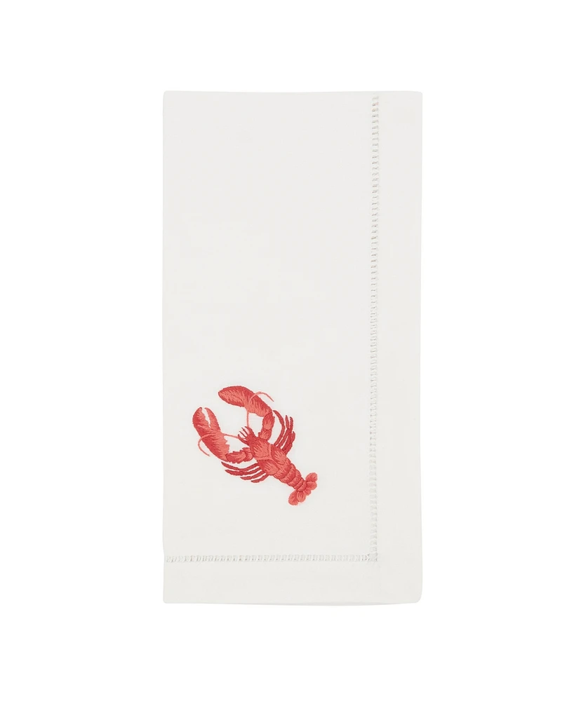 Saro Lifestyle Ocean Treasures Embroidered Lobster Napkin Set of 6, 20"x20"