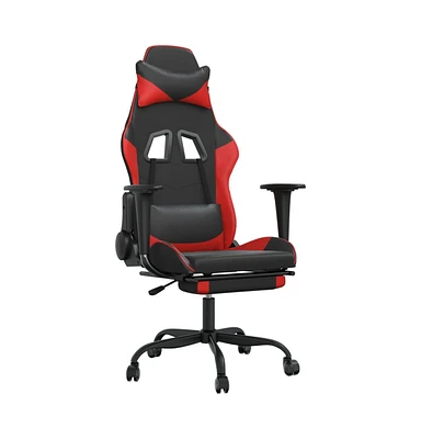 vidaXL Massage Gaming Chair with Footrest Black&Red Faux Leather