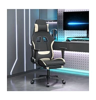 vidaXL Massage Gaming Chair with Footrest Black and Fabric