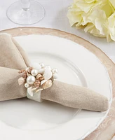 Saro Lifestyle Seashore Splendor Beaded Resin Napkin Ring Set of 4,