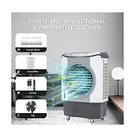 Slickblue 4-in-1 Industrial Evaporative Air Cooler Fan with 12 Gallon Tank and Wheels-Grey