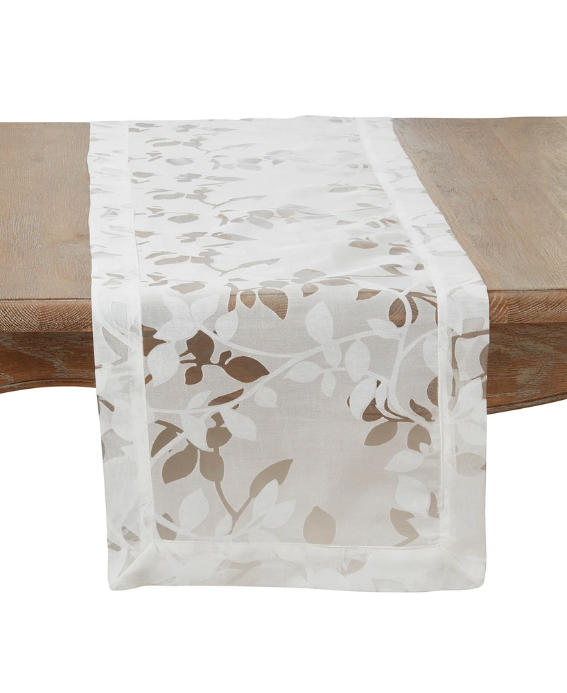 Saro Lifestyle Sheer Elegance Burnout Voile Vine Design Table Runner