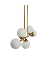 Robert Stevenson Lighting Lorne - Metal and Frosted Glass 5-Light Chandelier Brushed Gold