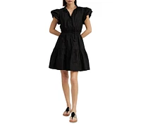 En Saison Women's Nicollete Cotton Puffed-Sleeve Tiered Mini Dress