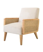 Hulala Home Carmina Transitional Cane Arm Chair with Wooden Legs