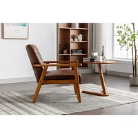 Streamdale Furniture Leisure Chair With Solid Wood Armrest And Feet, Mid-Century Modern Accent Chair