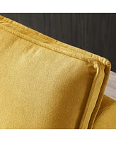 Streamdale Furniture Multipurpose Linen Fabric Ottoman Lazy Sofa Pulling Out Sofa Bed (Yellow)